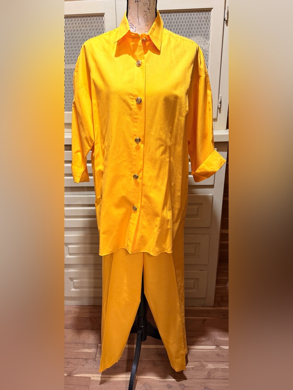 VTG Ruth Norman Saks Fifth Avenue Yellow Cotton Pants Set